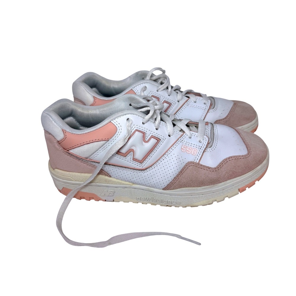 New Balance 550 Women's White Pink Suede Low Top Sneakers Size 9W - BG